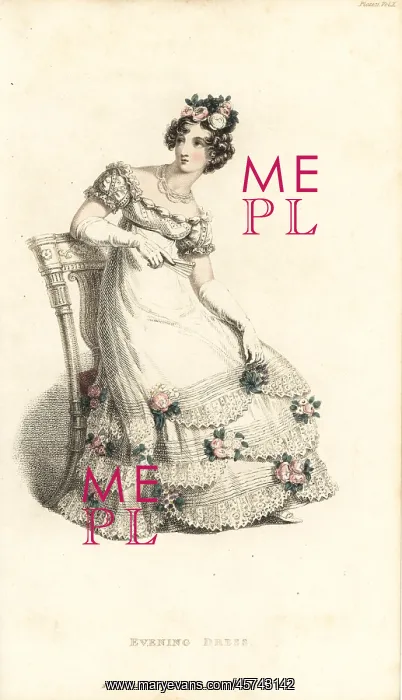 : Regency lady in evening dress, 1820 : Regency lady in evening dress, 1820