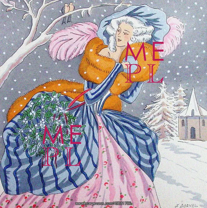 : Regency lady in winter scene : Regency lady in winter scene