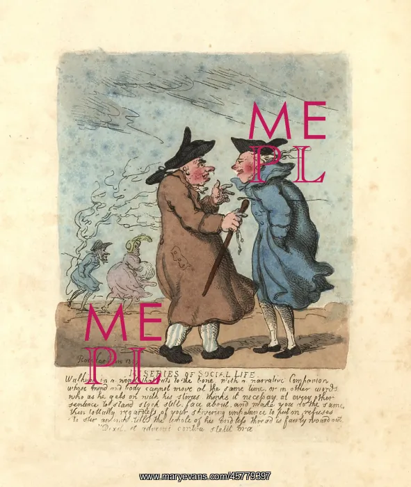 : Two Regency men stoppped to talk in a freezing wind : Two Regency men stoppped to talk in a freezing wind