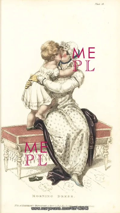  : Regency mother and child playing on a sofa, 1810