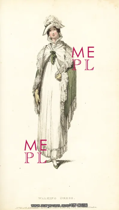 : Regency woman in Blucher hat, 1814 : Regency woman in Blucher hat, 1814