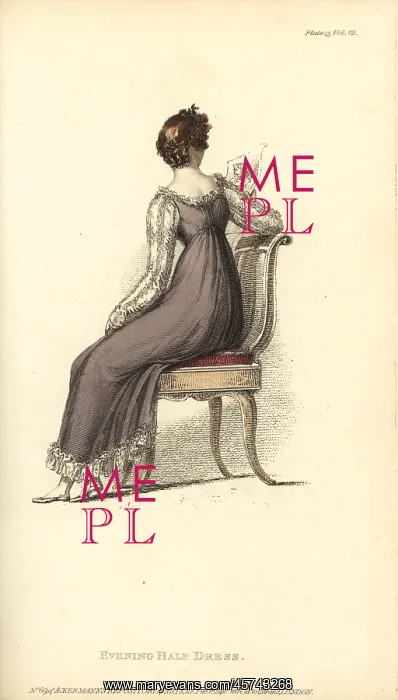 : Regency woman looking at an engraving, 1814 : Regency woman looking at an engraving, 1814