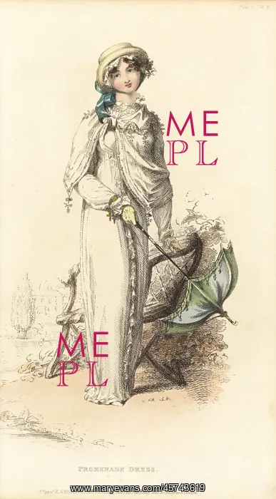: Regency woman strolling in the grounds of a stately home : Regency woman strolling in the grounds of a stately home