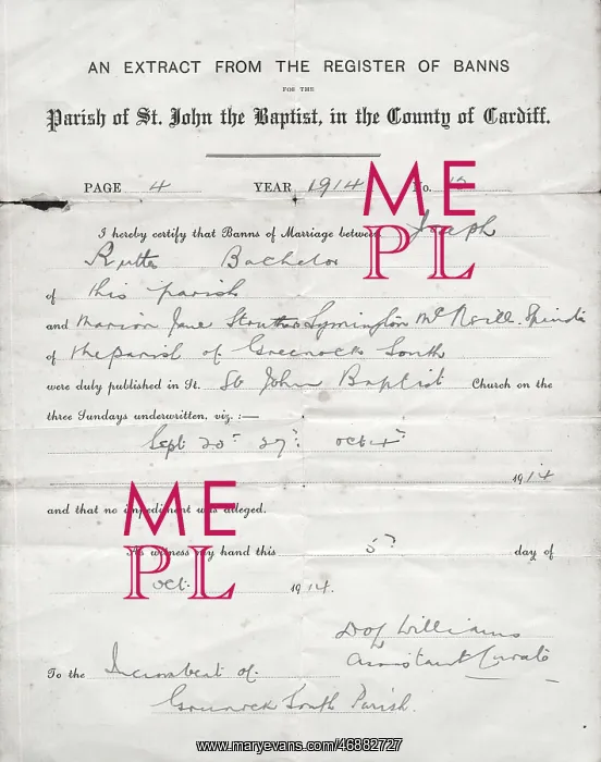 : Register of wedding banns, 1914 : Register of wedding banns, 1914