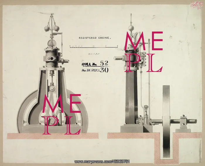  : Registered engine, front and side elevations