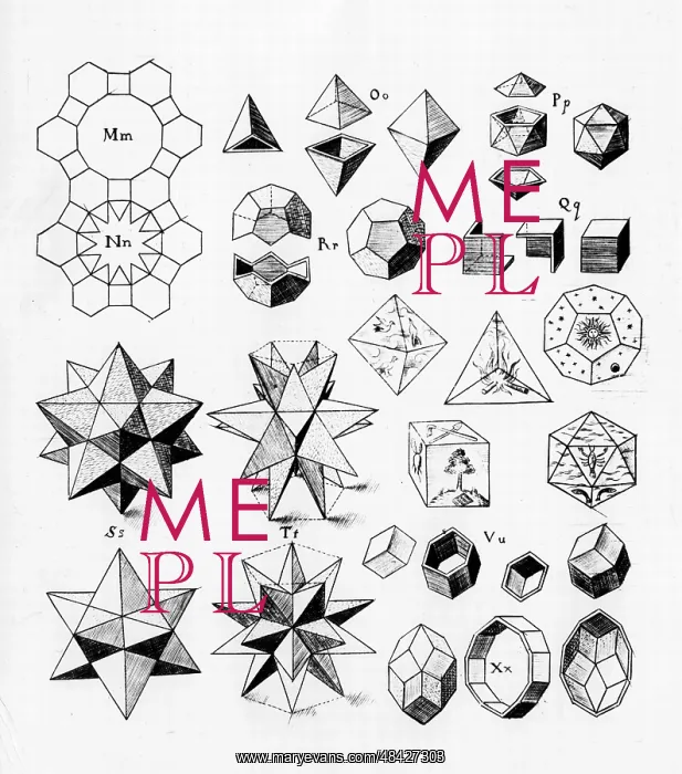 : Regular geometrical solids of various types, 1619 : Regular geometrical solids of various types, 1619