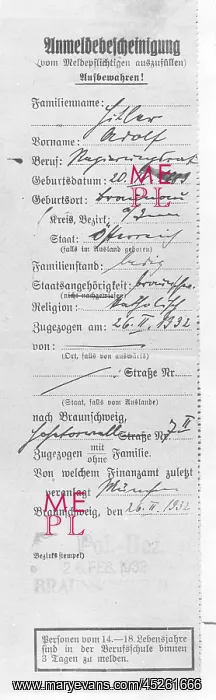 : Third Reich - Naturalization Hitler 1932 : Third Reich - Naturalization Hitler 1932