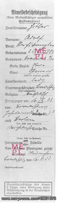 : Third Reich - Naturalization Hitler 1933 : Third Reich - Naturalization Hitler 1933