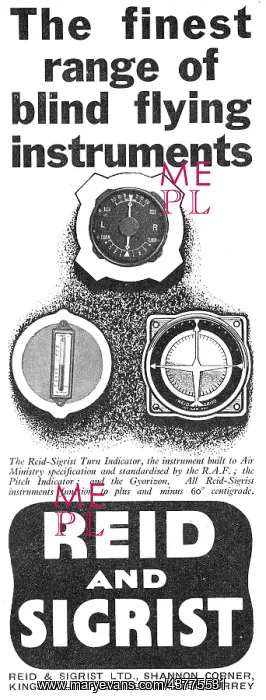 : Reid & Sigrist Aircraft Blind Flying Instruments : Reid & Sigrist Aircraft Blind Flying Instruments