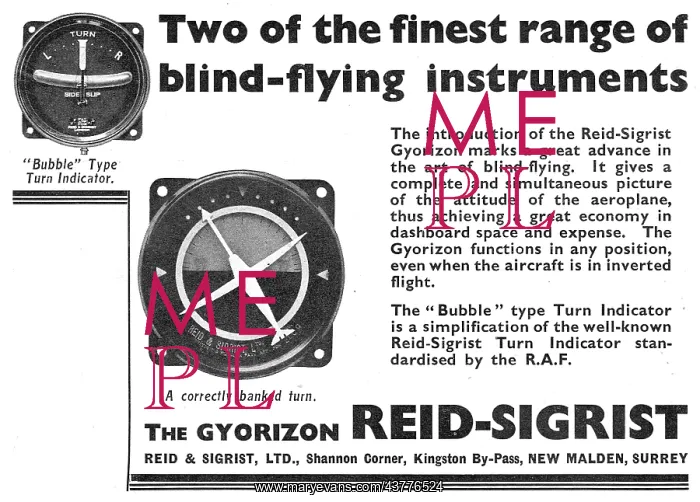 : Reid & Sigrist Aircraft Blind Flying Instruments : Reid & Sigrist Aircraft Blind Flying Instruments