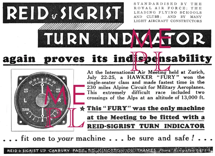 : Reid & Sigrist Aircraft Flight Instruments : Reid & Sigrist Aircraft Flight Instruments