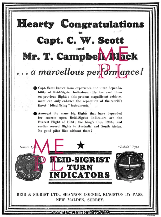 : Reid & Sigrist Aircraft Flight Instruments : Reid & Sigrist Aircraft Flight Instruments