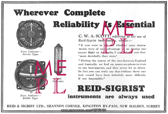 : Reid & Sigrist Aircraft Instruments : Reid & Sigrist Aircraft Instruments