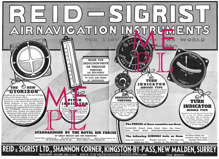 : Reid & Sigrist Aircraft Instruments : Reid & Sigrist Aircraft Instruments