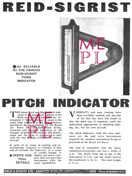 : The Reid & Sigrist Aircraft Pitch Indicator : The Reid & Sigrist Aircraft Pitch Indicator