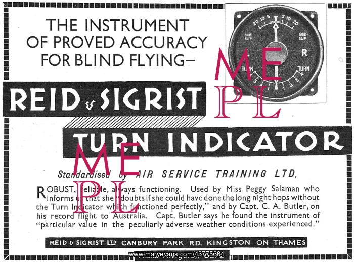 : Reid & Sigrist Aircraft Turn Indicator : Reid & Sigrist Aircraft Turn Indicator