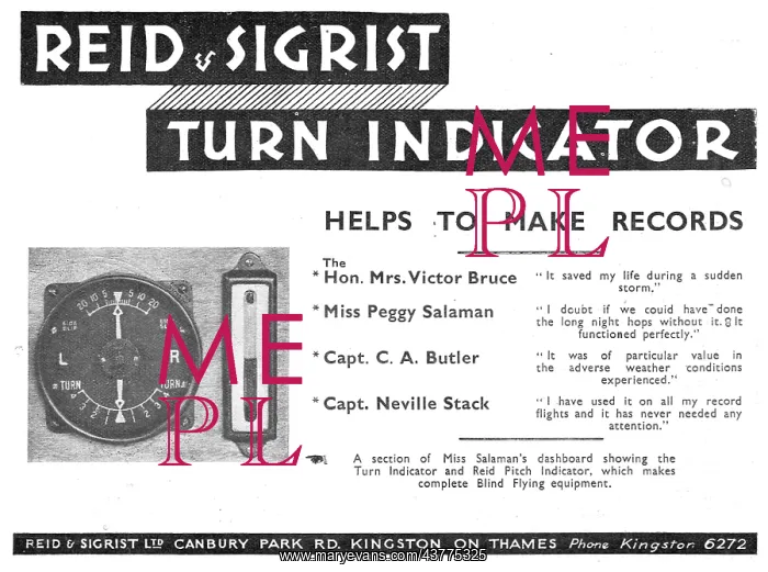 : Reid & Sigrist Aircraft Turn Indicator : Reid & Sigrist Aircraft Turn Indicator