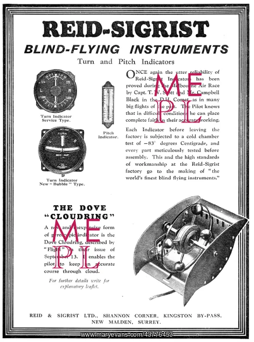 : Reid & Sigrist Blind-Flying Instruments - Dove Cloudring : Reid & Sigrist Blind-Flying Instruments - Dove Cloudring