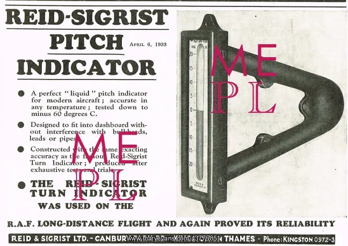 : Reid And Sigrist Liquid Pitch Indicator : Reid And Sigrist Liquid Pitch Indicator