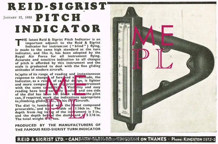 : Reid And Sigrist Pitch Indicator : Reid And Sigrist Pitch Indicator
