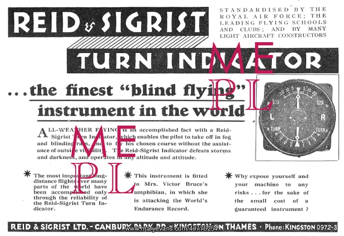: Reid & Sigrist Turn Indicator - Blind Flying Aid : Reid & Sigrist Turn Indicator - Blind Flying Aid