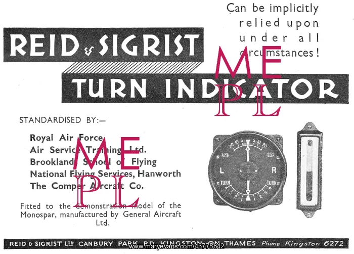 : Reid & Sigrist Turn Indicator - Standard : Reid & Sigrist Turn Indicator - Standard