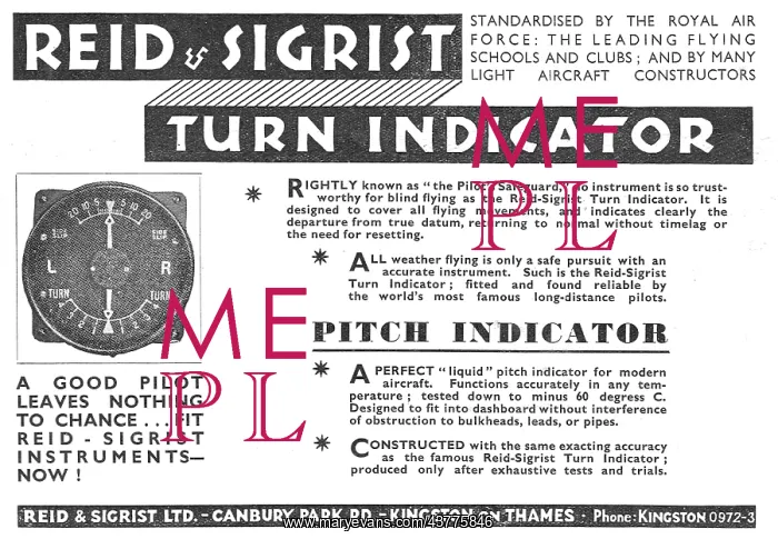 : Reid & Sigrist Turn & Pitch Indicators : Reid & Sigrist Turn & Pitch Indicators