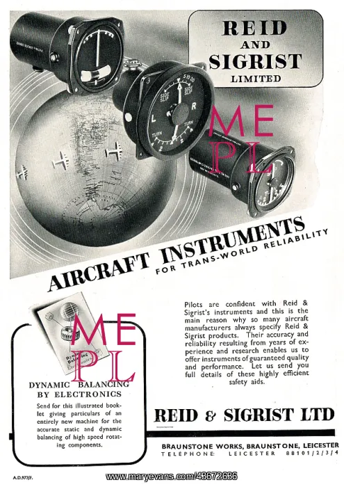 : Reid & Sigrist Turn & Slip Indicators : Reid & Sigrist Turn & Slip Indicators