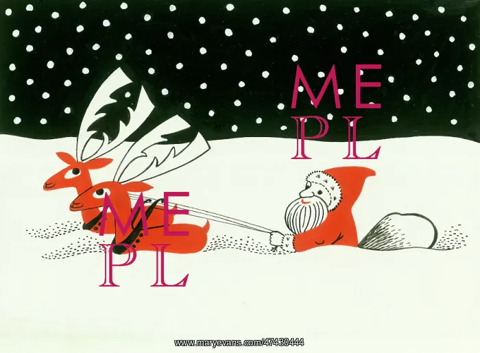  : Two reindeer pulling Father Christmas in sleigh