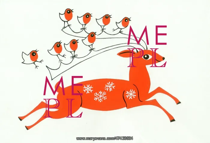  : Reindeer with eight robins