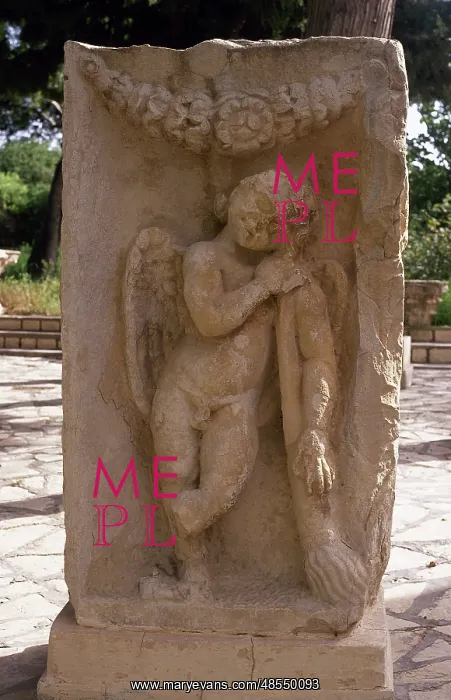 : Relief of Cupid with torch burning passion. Roman Art. Makta : Relief of Cupid with torch burning passion. Roman Art. Makta