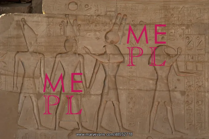 : Relief depicting a Pharaoh Ramses II with different gods. Ra : Relief depicting a Pharaoh Ramses II with different gods. Ra