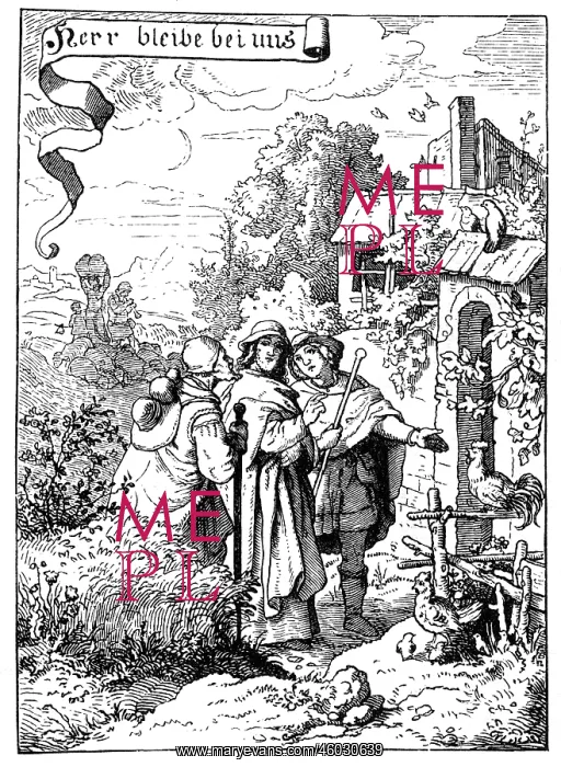 : religion, biblical scene, Die Junger zu Emmaus : religion, biblical scene, Die Junger zu Emmaus