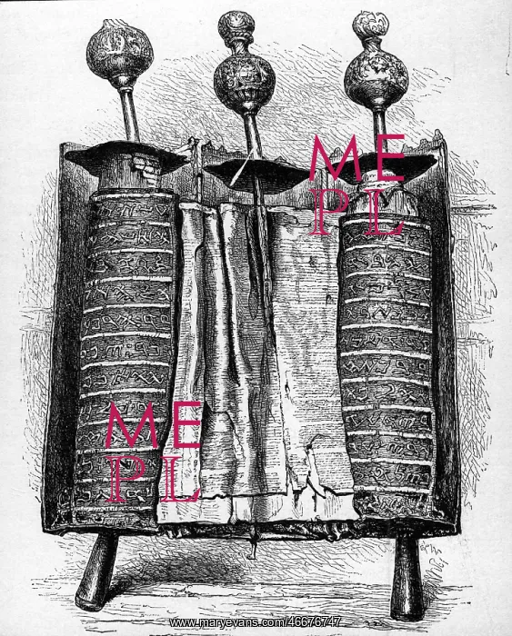  : religion, Judaism, Torah, rolled up, wood engraving