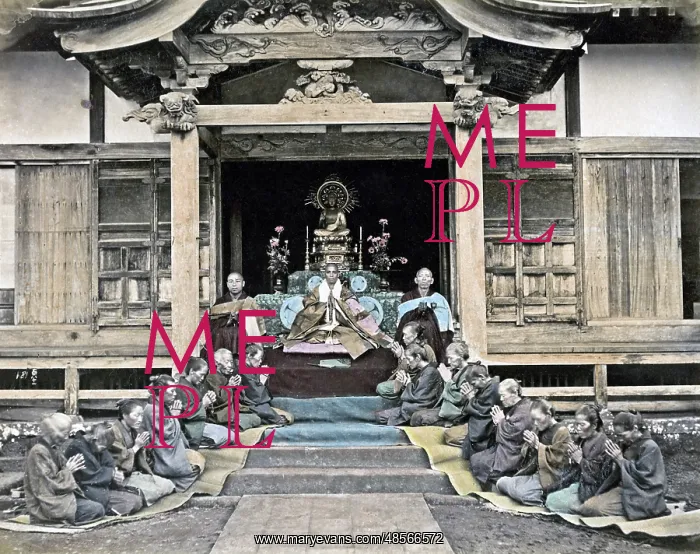 : Religious ceremony, Buddhist priests, Japan, circa 1880s : Religious ceremony, Buddhist priests, Japan, circa 1880s