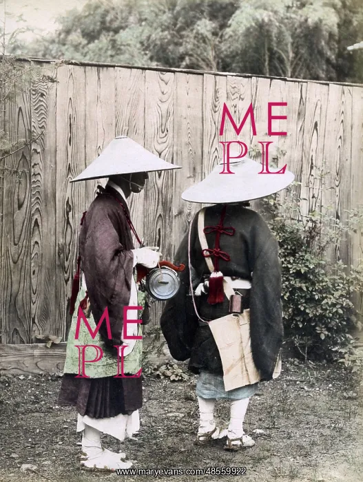 : Religious pilgrims with musical instruments, Japan circa 188 : Religious pilgrims with musical instruments, Japan circa 188