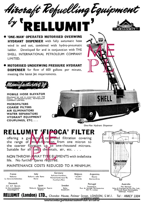 : Rellumit Aircraft Refuelling Equipment 1959 : Rellumit Aircraft Refuelling Equipment 1959