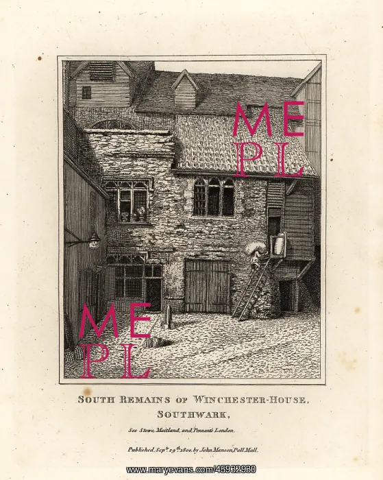 : Remains of Winchester Palace in 1800 : Remains of Winchester Palace in 1800