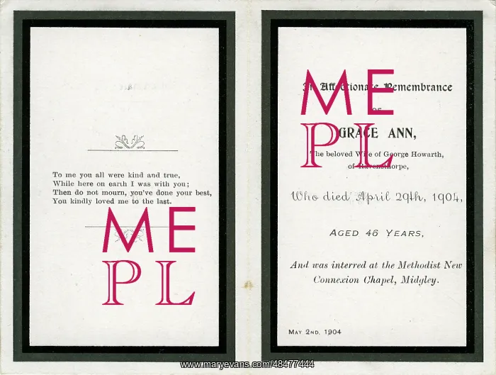 : Remembrance Card, Midgley, Yorkshire : Remembrance Card, Midgley, Yorkshire