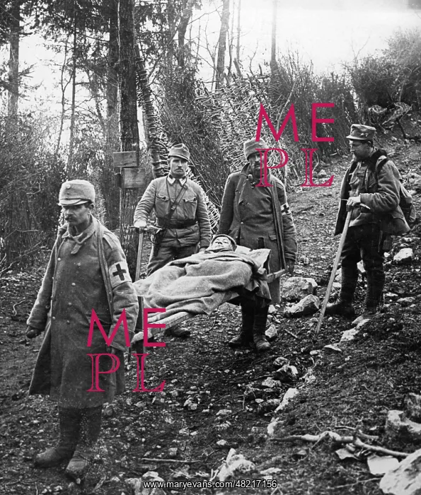 : Removal of a wounded Austrian soldier, 1916 : Removal of a wounded Austrian soldier, 1916