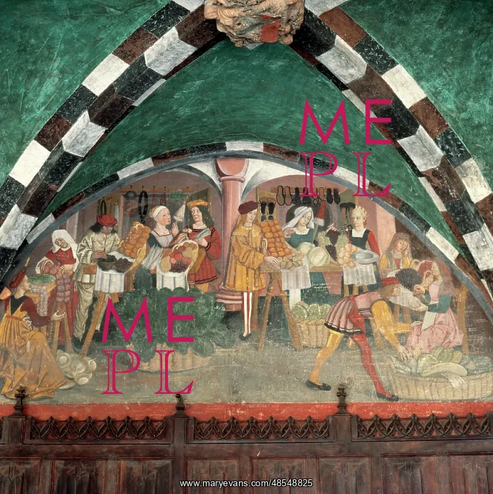 : Renaissance art. Castel of Issogne. Murals. c. 1500. Represe : Renaissance art. Castel of Issogne. Murals. c. 1500. Represe