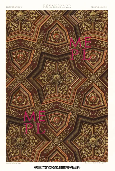 : Renaissance art: ceiling with gilded compartments : Renaissance art: ceiling with gilded compartments