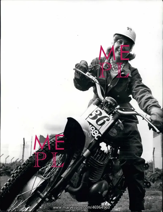 : Rene Bennett on motorcycle for six-day Scottish event : Rene Bennett on motorcycle for six-day Scottish event