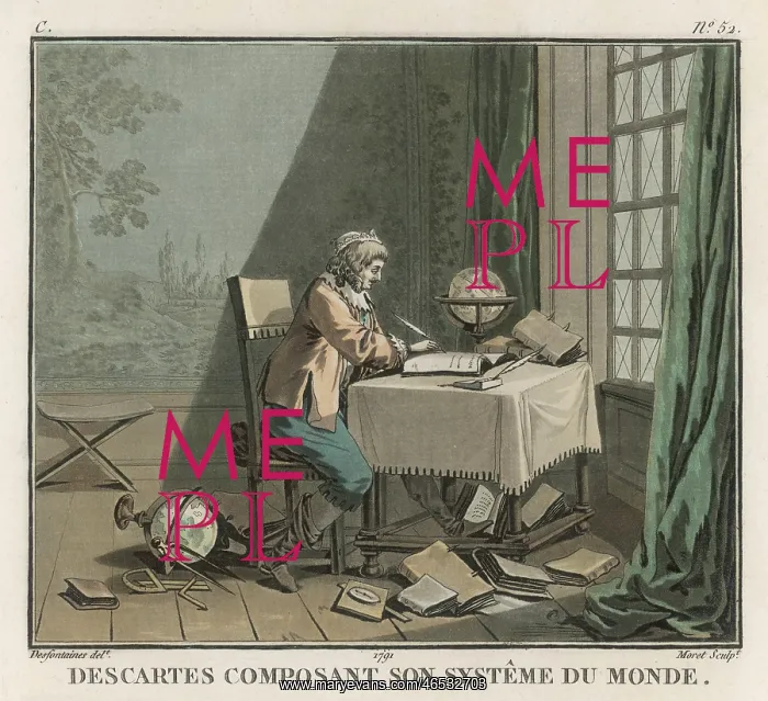 : RENE DESCARTES AT DESK : RENE DESCARTES AT DESK