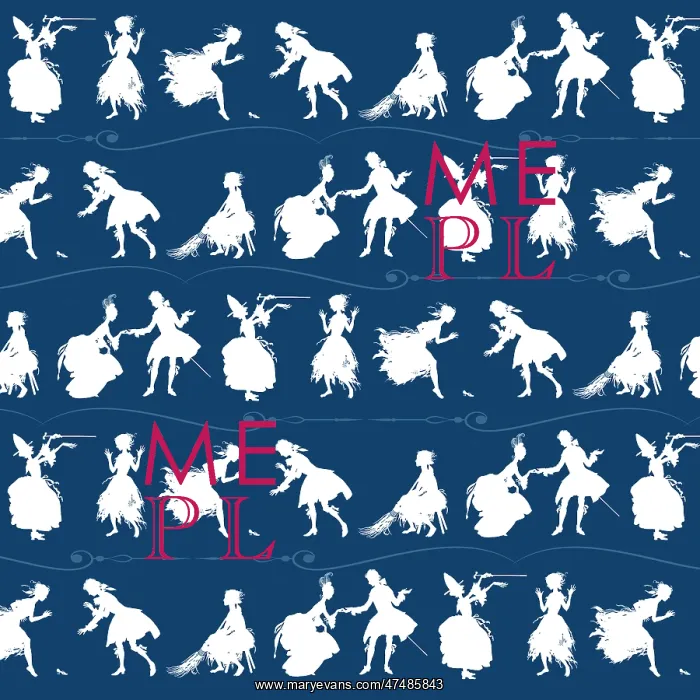 : Repeating Pattern - Cinderella Story - blue background : Repeating Pattern - Cinderella Story - blue background