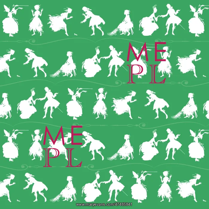 : Repeating Pattern - Cinderella Story - green background : Repeating Pattern - Cinderella Story - green background