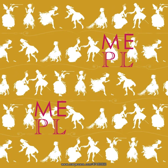 : Repeating Pattern - Cinderella Story - yellow background : Repeating Pattern - Cinderella Story - yellow background