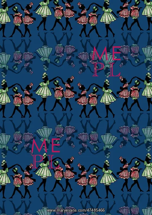 : Repeating Pattern - Dancing girls - silhouette - dark blue : Repeating Pattern - Dancing girls - silhouette - dark blue