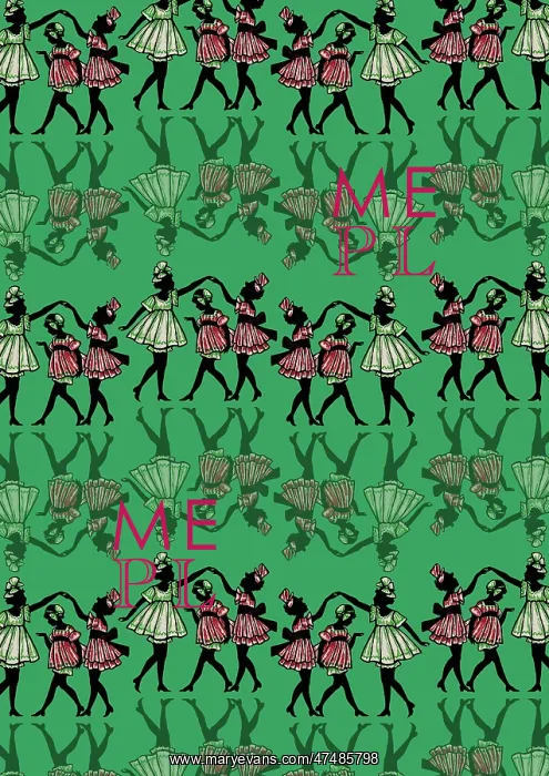 : Repeating Pattern - Dancing girls - silhouette - green : Repeating Pattern - Dancing girls - silhouette - green