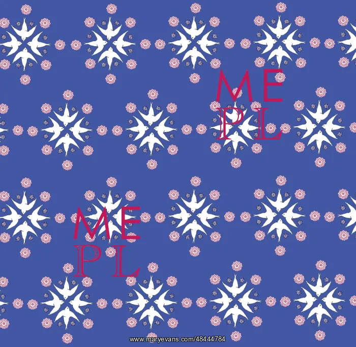  : A repeating pattern featuring swifts and florals